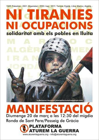 Cartell Aturem la guerra - manifestació del 20 de març